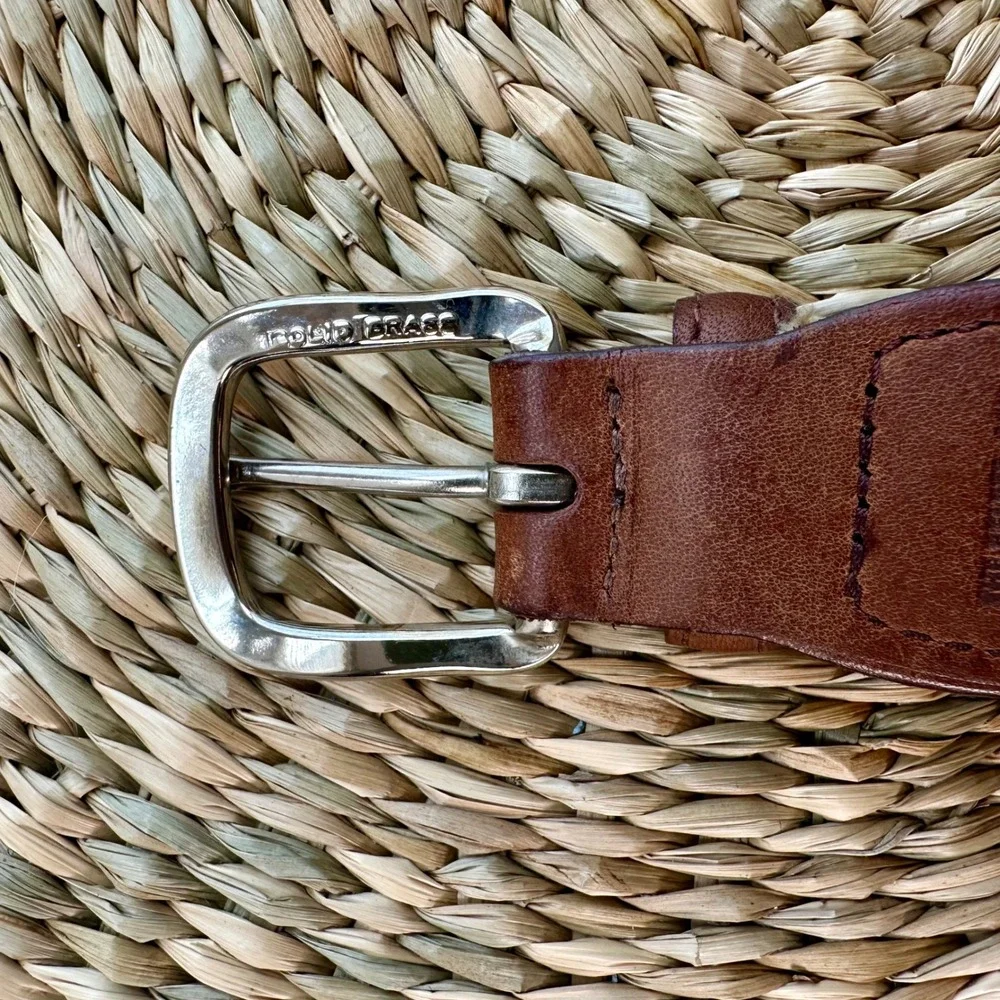 Southern Tide Mens 32 Madison Stretch Ribbon Belt Yacht Blue Striped Leather